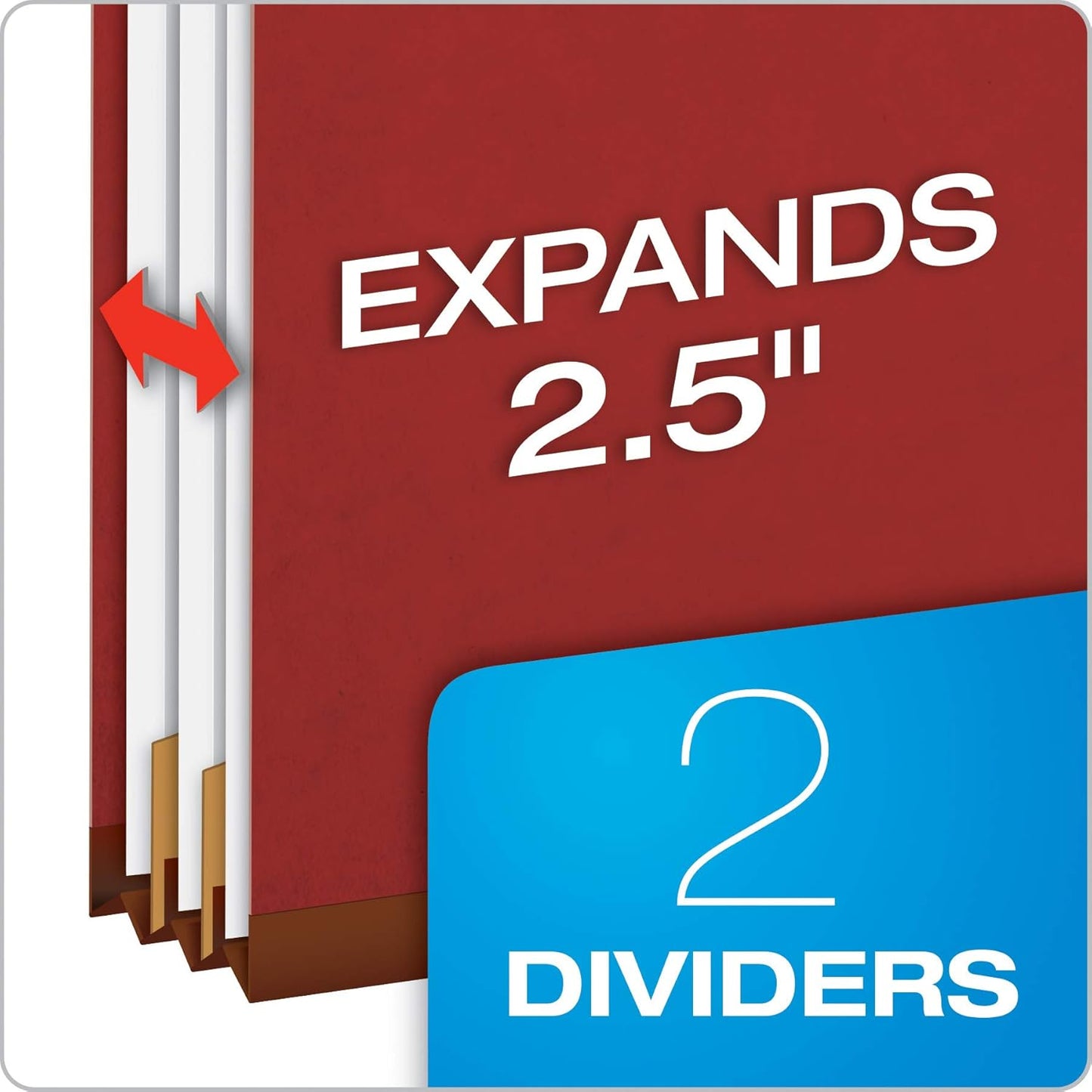 Pendaflex Recycled Classification File Folders, 2 Dividers, 2" Embedded Fasteners, 2/5 Tab Cut, Legal Size, Red, Box of 10 (29075R) | (Pack of 5)