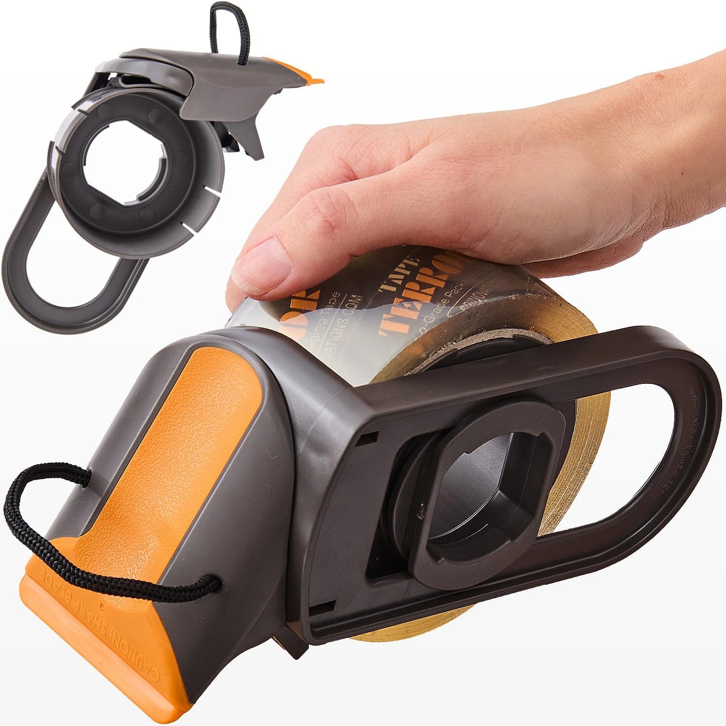 Packing Tape Dispenser - Heavy Duty Shipping Tape Dispenser for Boxes, Refillable, Fits Standard Bulk Tapes Up to 2" Wide - Razor-Sharp Cutting Packaging Tape Dispenser (1-Count)