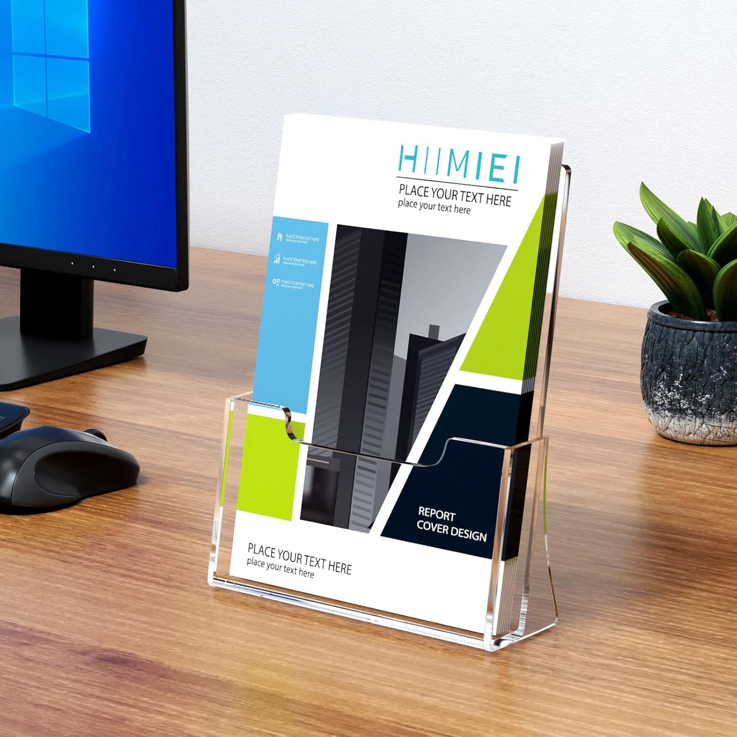 HIIMIEI Brochure Holder 8.5 x 11 inches, Acrylic Flyer Holder with 2 Pack, Plastic Stands for Displaying Magazines, Pamphlets, Literature, Brochures, Booklets, Menu
