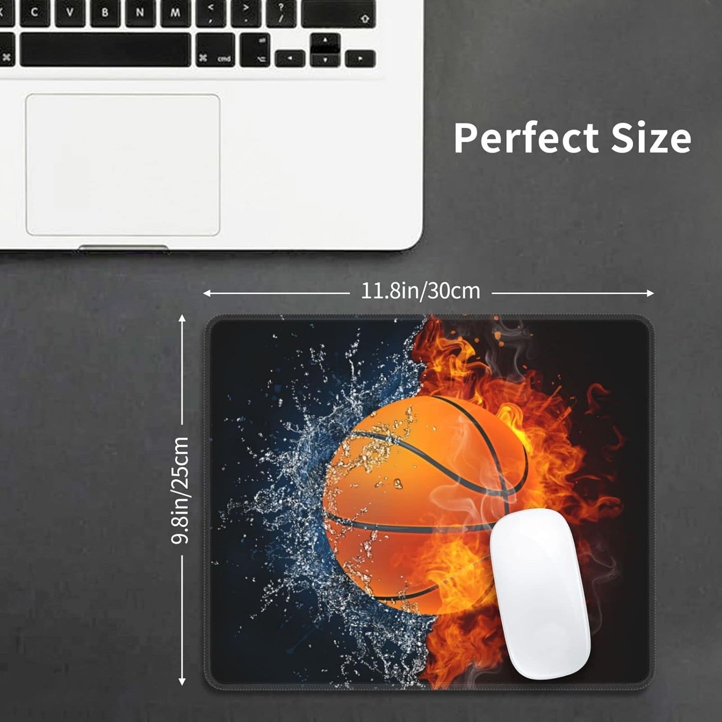Sports-Themed Basketball Mouse Pad for Boys Teen Men, Washable Gaming Mouse Pads for Office Home Computer Laptop Desk 10"x12" Non-Slip Rubber Base Mousepad with Stitched Edge