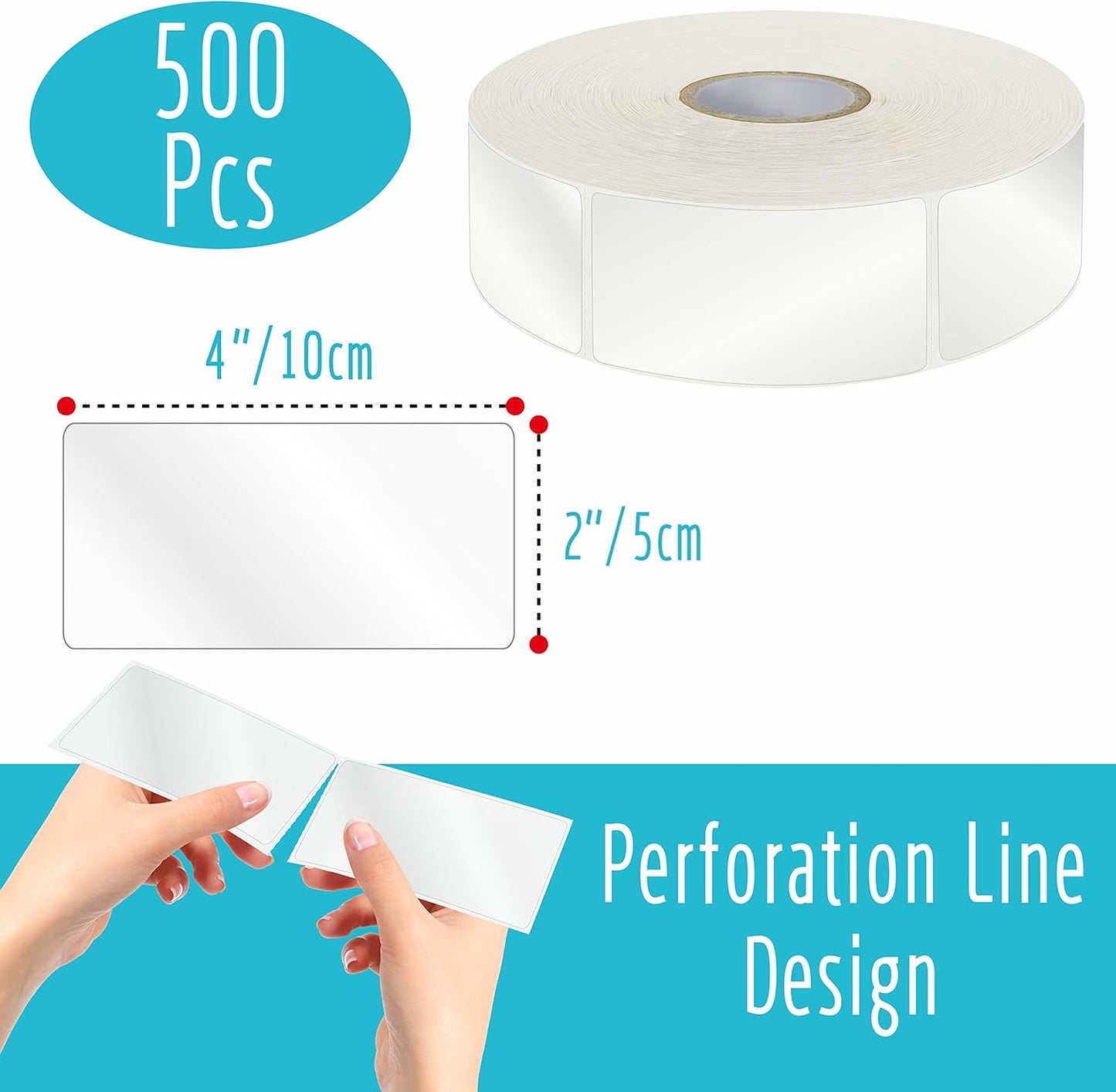 500 PCS Label Protector, Transparent Waterproof Clear Wafer Seal Stickers for Protecting Package Envelope Mail Barcodes, Numbers and Stickers Mega Bundle with Perforation Line in Roll (4 x 2 inch)