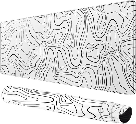 Large Mouse Pad - Gaming Mouse Pad with Stitched Edges(60x30cm), No-Slip Base, Waterproof Desk Pad for Keyboard and Mouse (Line White,23.6x11.8 inch)