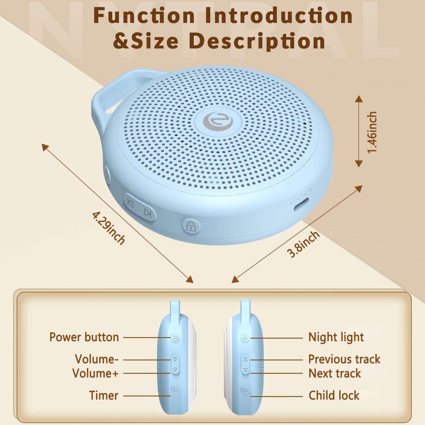 Portable White Noise Sleep Sound Machine for Home and Travel. Perfect for Your Sleeping Baby with a dimmable Night Light and Long Battery Life. Baby Essential Adult/Child Lock Feature.