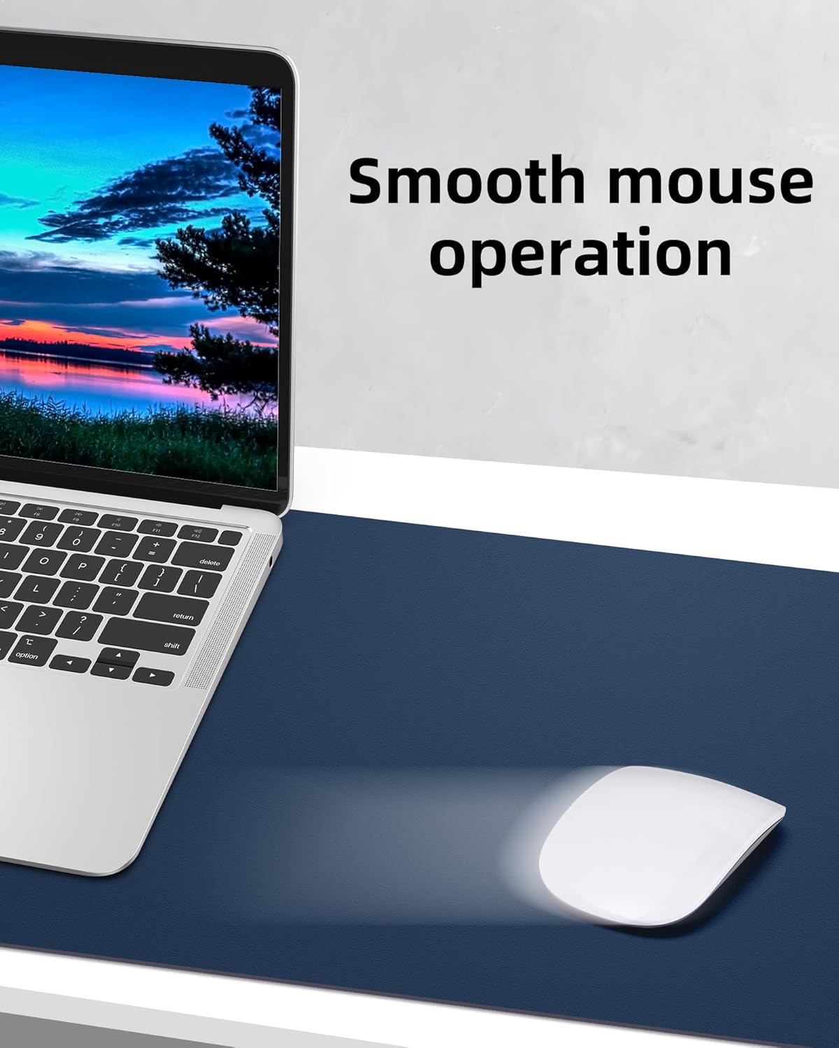 Large Desk Mat,55" x 17"Leather Desk Pad Protector,Large Mouse Pad,Office Desk Mat, Non-Slip PU Leather Desk Blotter,Desk Pad,Waterproof Desk Writing Pad for Office/Home/Decor (Midnight Blue)