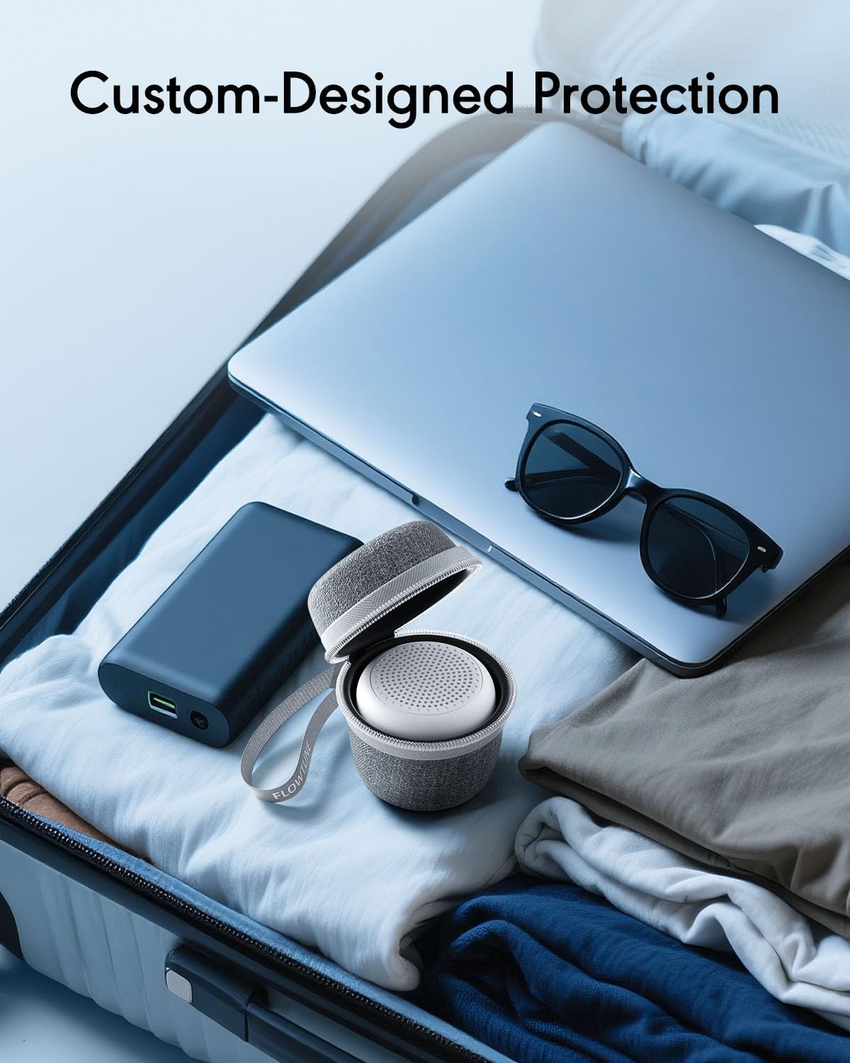 Flowtune Portable Sound Machine with Travel Case, 18 Soothing Sleep Sounds, Memory Function, 6H Timer Gift