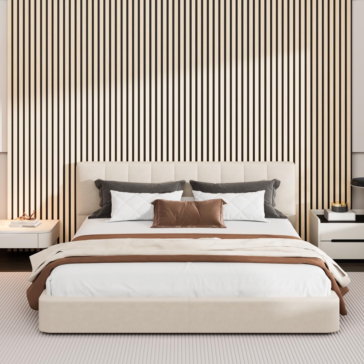 2 Pack Acoustic Wood Panels for Wall and Ceiling, 47.2" x 23.6" Wood Slat Wall Panel for Noise Reduction, Decorative Sound Proof Paneling for Office Studio Home Theater Kitchen Island, Oak