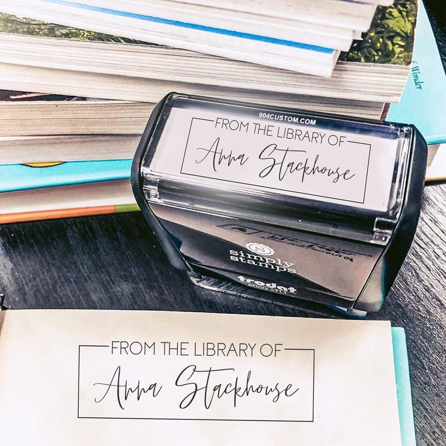 Custom Self-Inking Teacher Stamps | 49 Designs | Fun Phrases | Grading Made Easy | Classroom and Library Book Stamps (From The Library of Fancy, Xtra Wide)