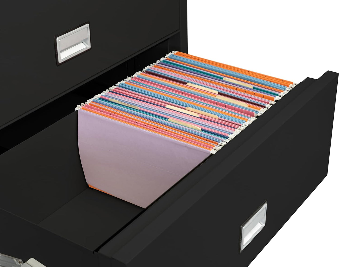 38 inch Wide 4-Drawer Lateral Fireproof File Cabinet – Legal and Letter Size Filing – Key Lock – Water Resistant – Fire Safe and Impact Rated – Black Finish – Model LAT4W38B