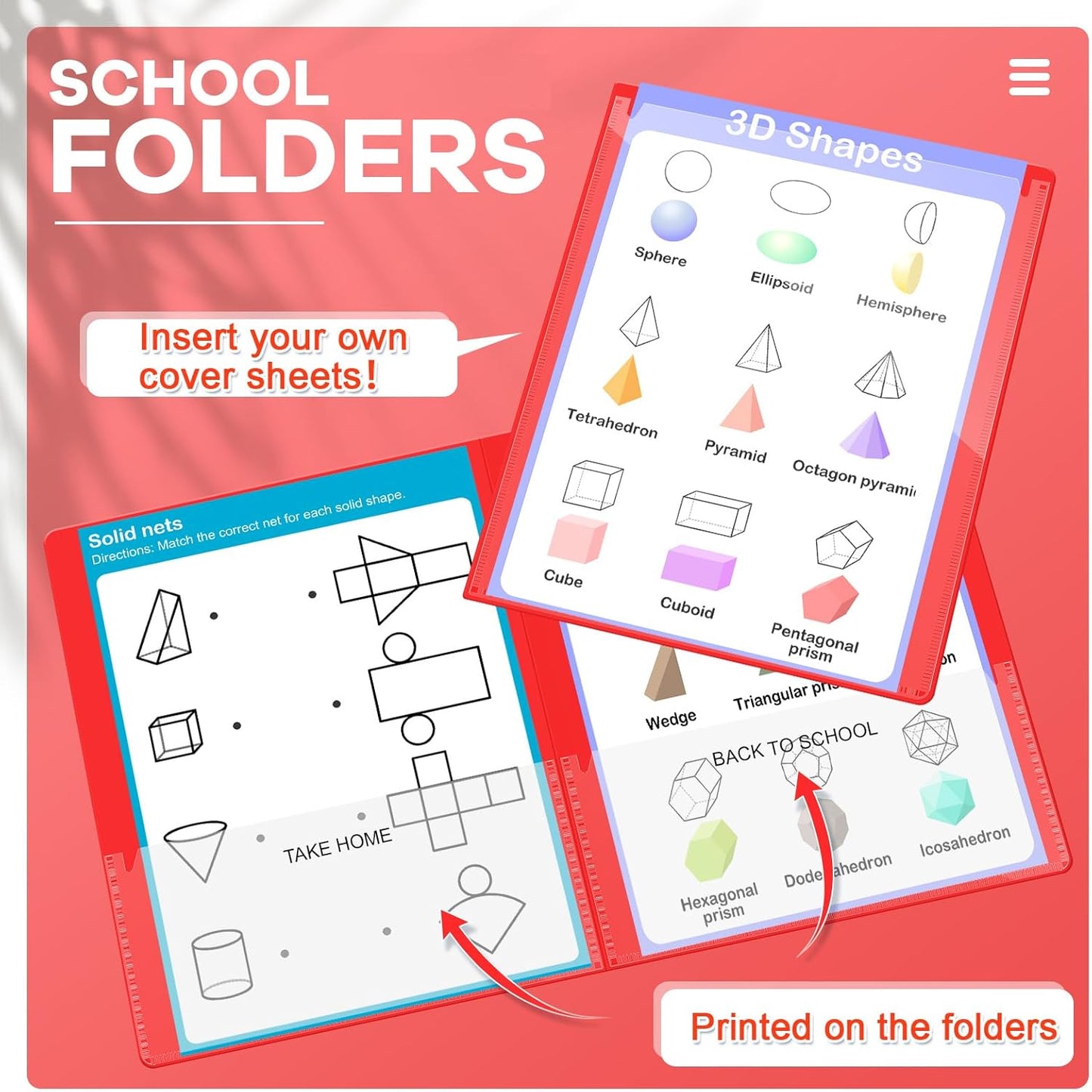 Henoyso 72 Pcs Plastic Take Home Folders with 2 Pockets Parent Teacher Classroom Communication Homework Folder for Students Parent Teacher Connect (Red)