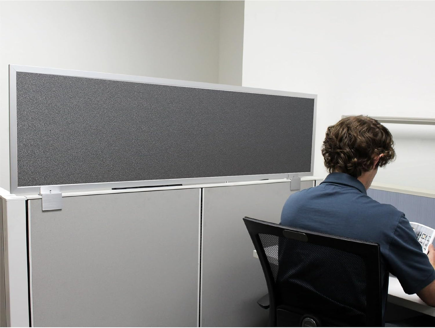 OBEX Acoustical Cubicle Privacy Screen Extender Desk Panel & Office Divider, Add Separation & Block Noise, 24" x 24", Graphite