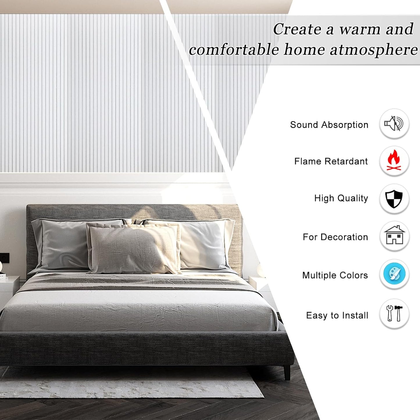 5 Pack Large Acoustic Panels, 48"X24"X0.4" Sound Proof Foam Panels for Walls, Sound Dampening Panels, Sound proof panels for walls, Soundproof Wall Panels for Home Studio&Office Decor.(White)