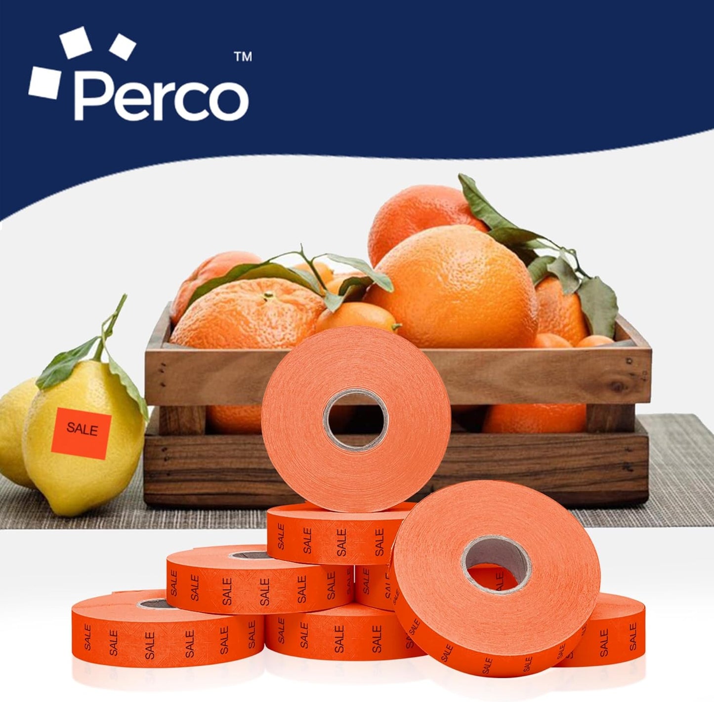 Perco Sale Labels for Monarch 1136 Price Gun - 8 Rolls, 14,000 Pricemarking Labels - with Bonus Ink Roll
