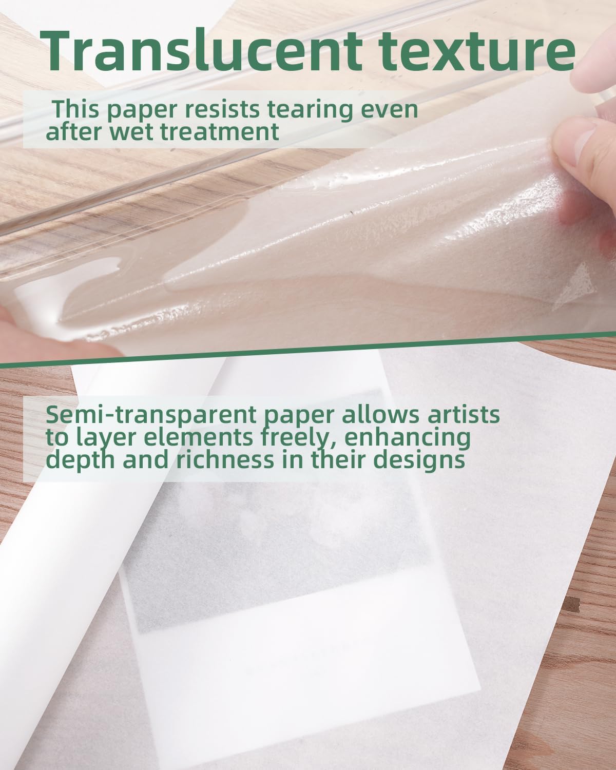 ANXINZENITH Artist Teabag Paper Roll:13.8"x984",Wet-Strength,DIY Art Material for Mixed Media,Painting,Collaging,Cyanotyping,Origami,and Printmaking