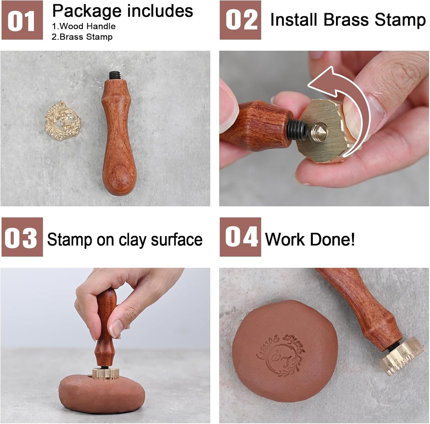 KAINSY Custom Pottery Stamp, Personalized Clay Stamp with Own Design, Create Unique Imprints in Pottery, Handcrafted Potters Lovers Gift, Polymer Clay Tools (1 inch)