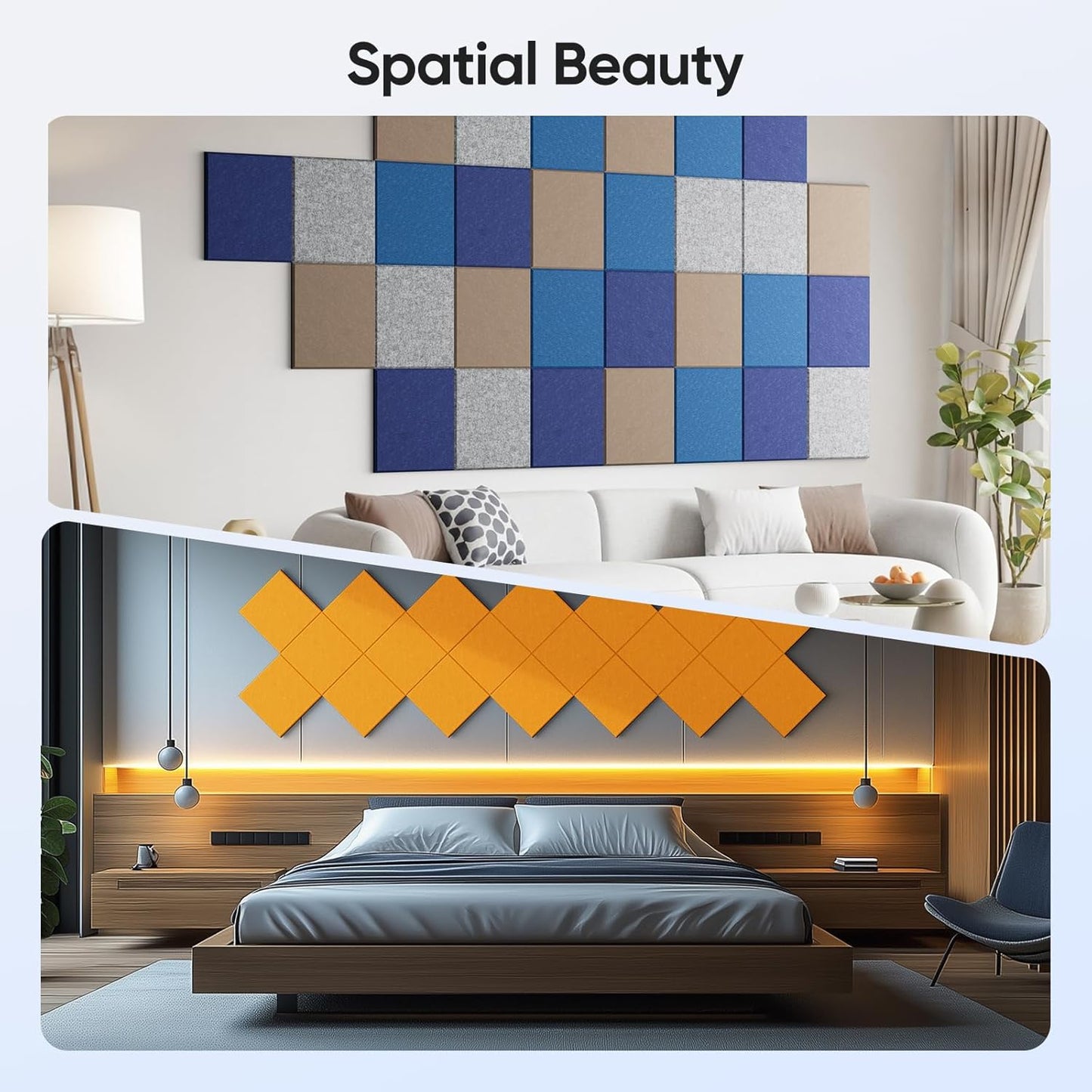 12 Pack 12" X 12" X 0.4" Acoustic Panels for Wall Sound Absorbing,Square Self-Adhesive Sound Panels, High Density Suitable for Multiple Scenarios(Orange)