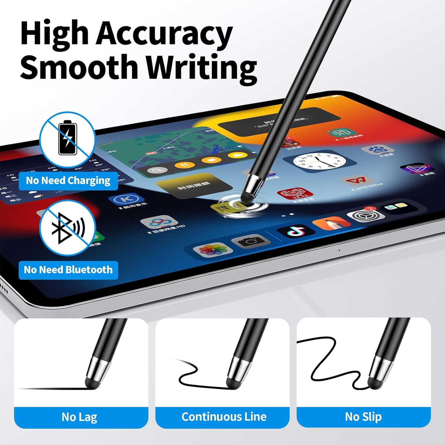 Stylus Pen for Touchscreen,5 PCS Stylus,Stylus 2-in-1 High Sensitivity Precision Suitable for Touch Screens of iPhone/ipad/Android Tablet(Black)