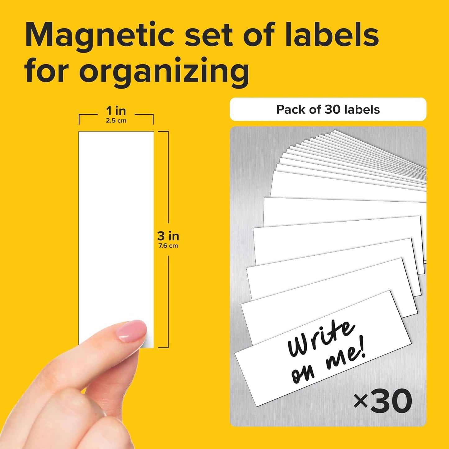 X-bet MAGNET Dry Erase Magnetic Labels 30 pcs 1x3 - Reusable Sticky Notes - Magnetic Notepads for Refrigerator - Dry Erase Magnetic Sheets - Blank Magnet Stickers - Used for Whiteboard, Classroom