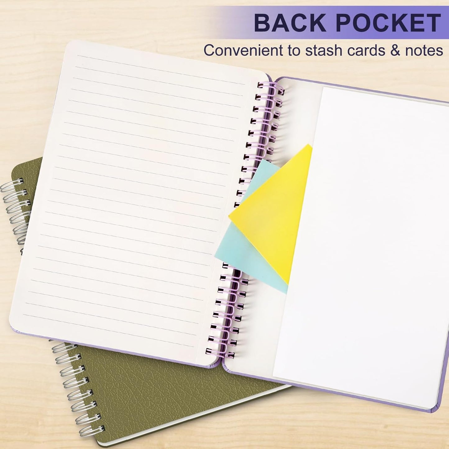 Lined Spiral Journal Notebook, A5 Hardcover Leather Notebook for Work, 5.7''×8.2'', 100GSM Thick Paper Spiral Bound Journaling Notebooks for Women & Men Office School Note Taking Business, Purple