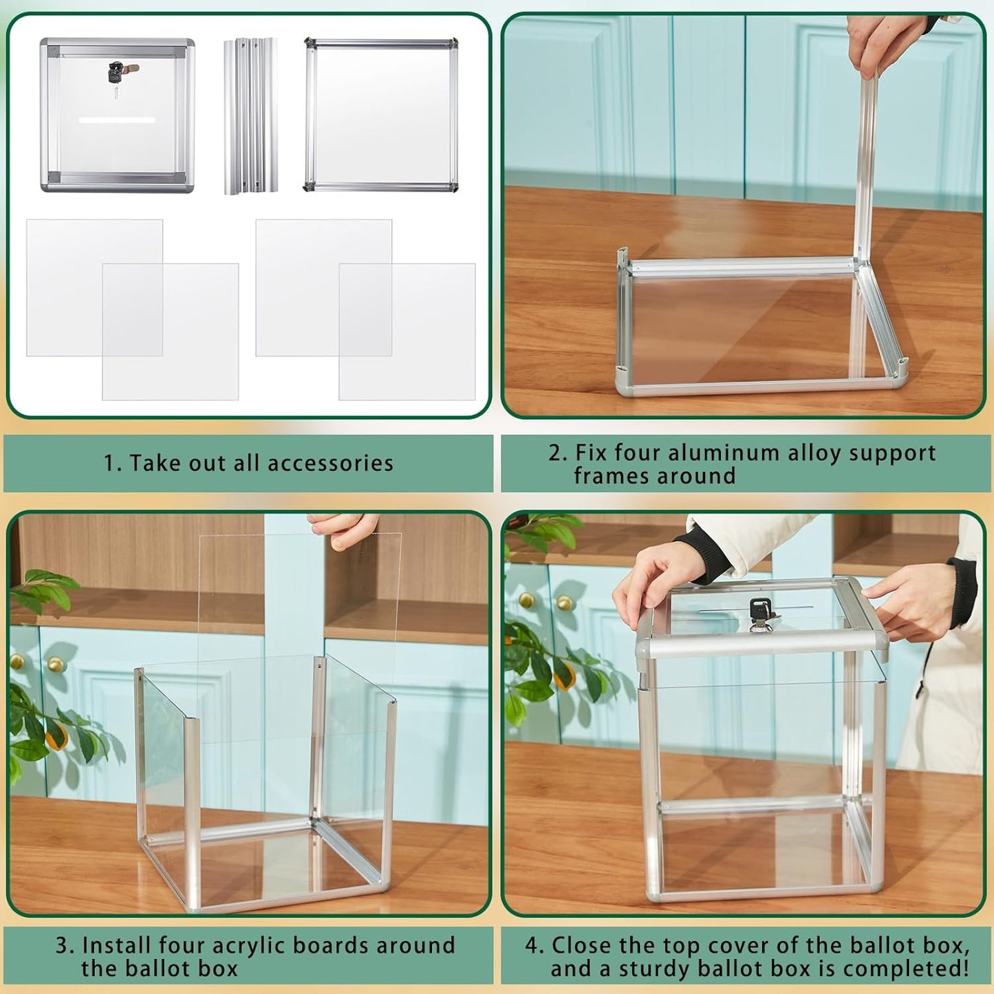 Acrylic Donation Raffle Box with Slot & Lock, Large Clear Ballot Offering Suggestion Ticket Holder for Fundraising Drawing Storage Container Tip Jar Voting Charity(10 x 10 x 10 In,Clear)