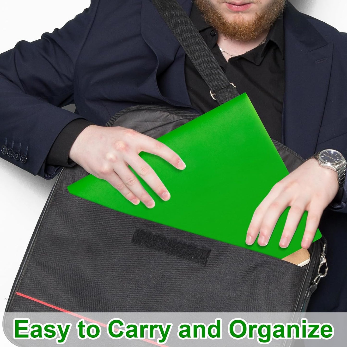 60-Pack Plastic Folders with Pockets,2-Pocket Poly Folders Holds 8-1/2" x 11" Paper for School/Office/Home, Green