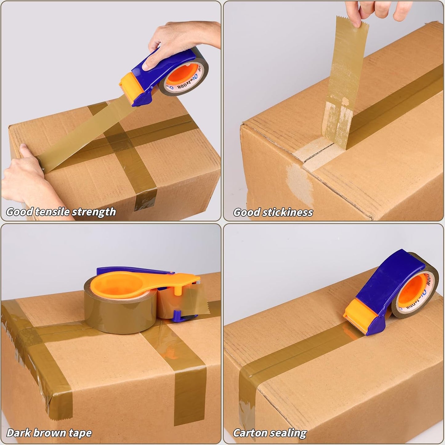 36 Rolls Brown Packing Tape with Dispenser, 1.88" X 60 yd Shipping Tape Bulk, Total 2160 yards, 2.6 mil, 3" Core, Tan Packing Tape Refills, Carton Sealing Tape for Moving Boxes, Package, Mailing