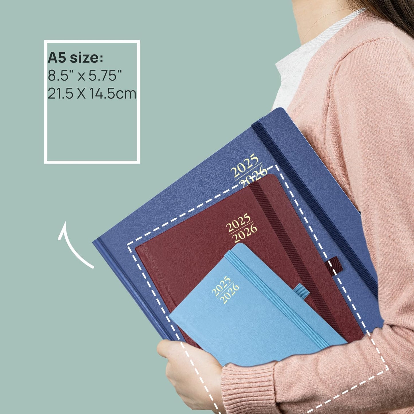 POPRUN 2025-2026 Daily Planner One Page Per Day (Medium - 5.75'' x 8.5'') - Academic Calendar (July 2025 - June 2026), 2025 Day Appointment Book with Monthly Tabs, Hardcover - Black