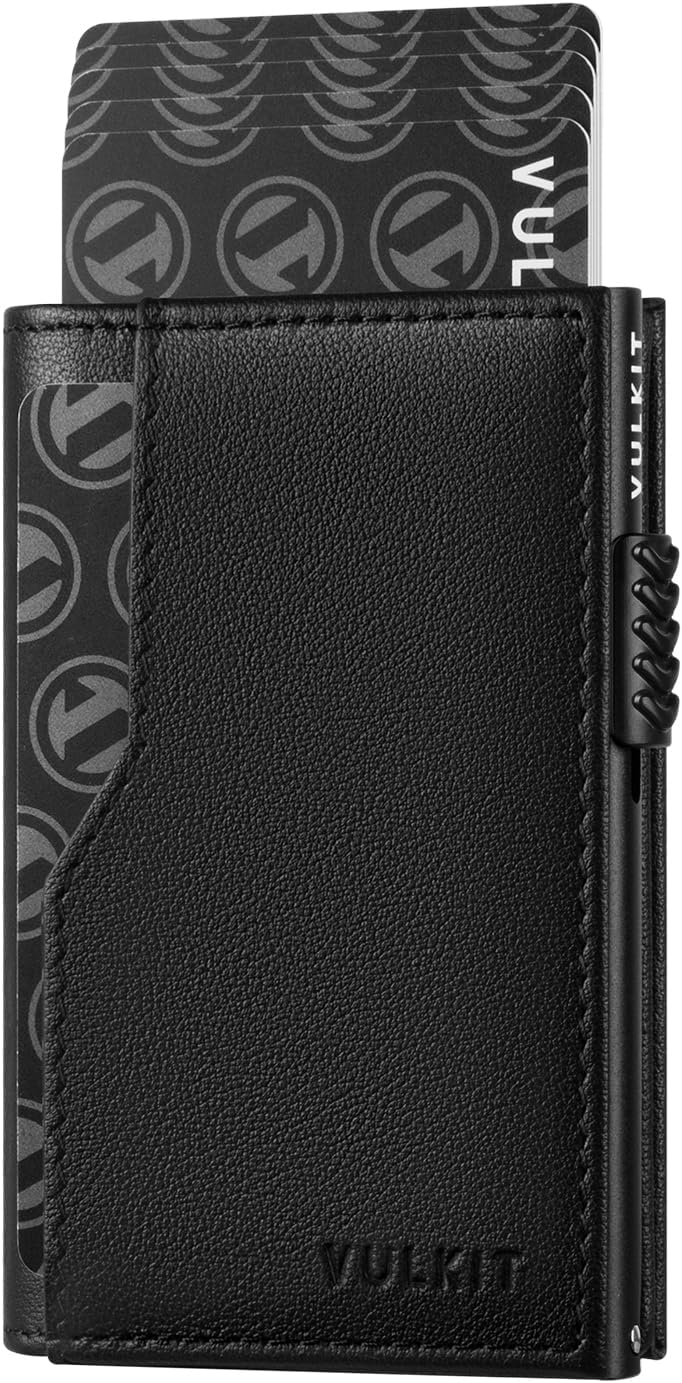VULKIT Card Holder Wallet with Double ID Windows RFID Blocking Pop Up Wallet Minimalist Design for 12 Cards