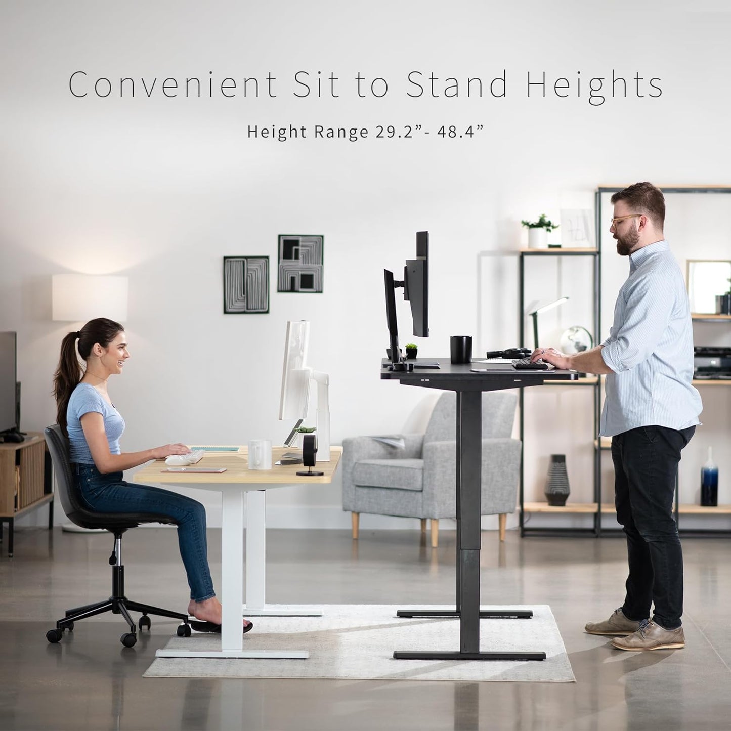 VIVO Electric 71 x 30 in Standing Desk, Memory Height Adjustment, 1B Series, Light Wood Top Gray Frame, DESK-KIT-1G7C