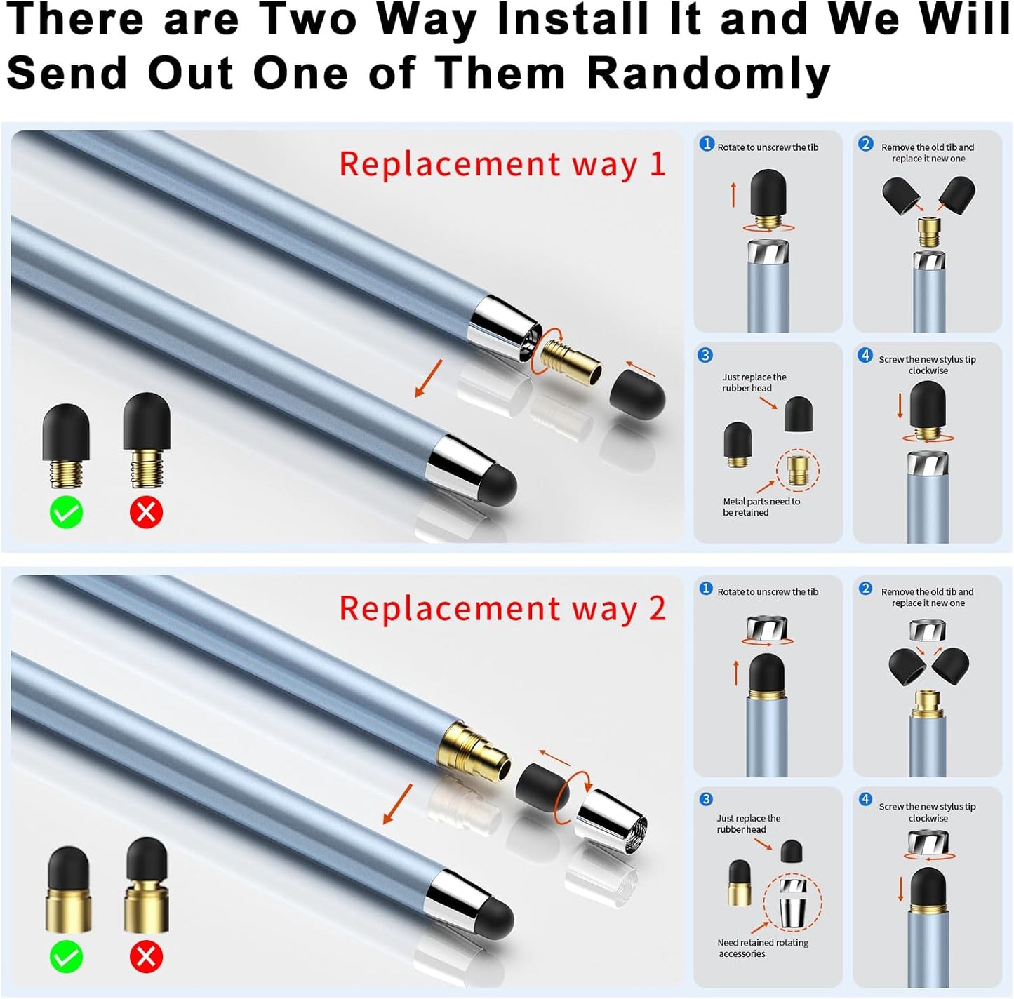 40PCS Replacement Rubber Tibs for Stylus Pen,High Sensitivity and Precisio,Universal Stylus Black Rubber Tips(0.27inch/0.21inch)