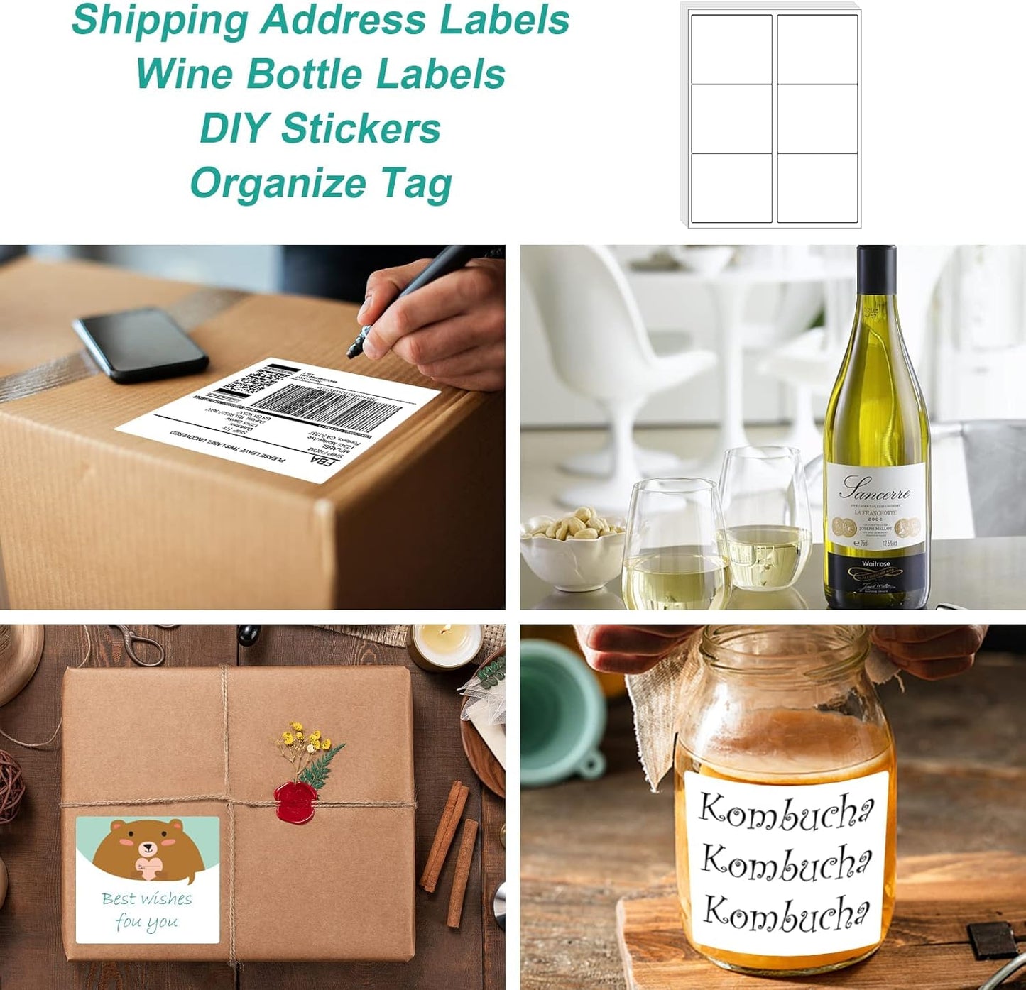 MFLABEL 3-1/3" x 4" Shipping Address Sticker, FBA Labels, 6-UP Sticker Label, White Shipping Label, Easy to Peel, Address Paper for Laser/Ink Jet Printer, 6 Per Page (30000 Labels, 5000 Sheets)