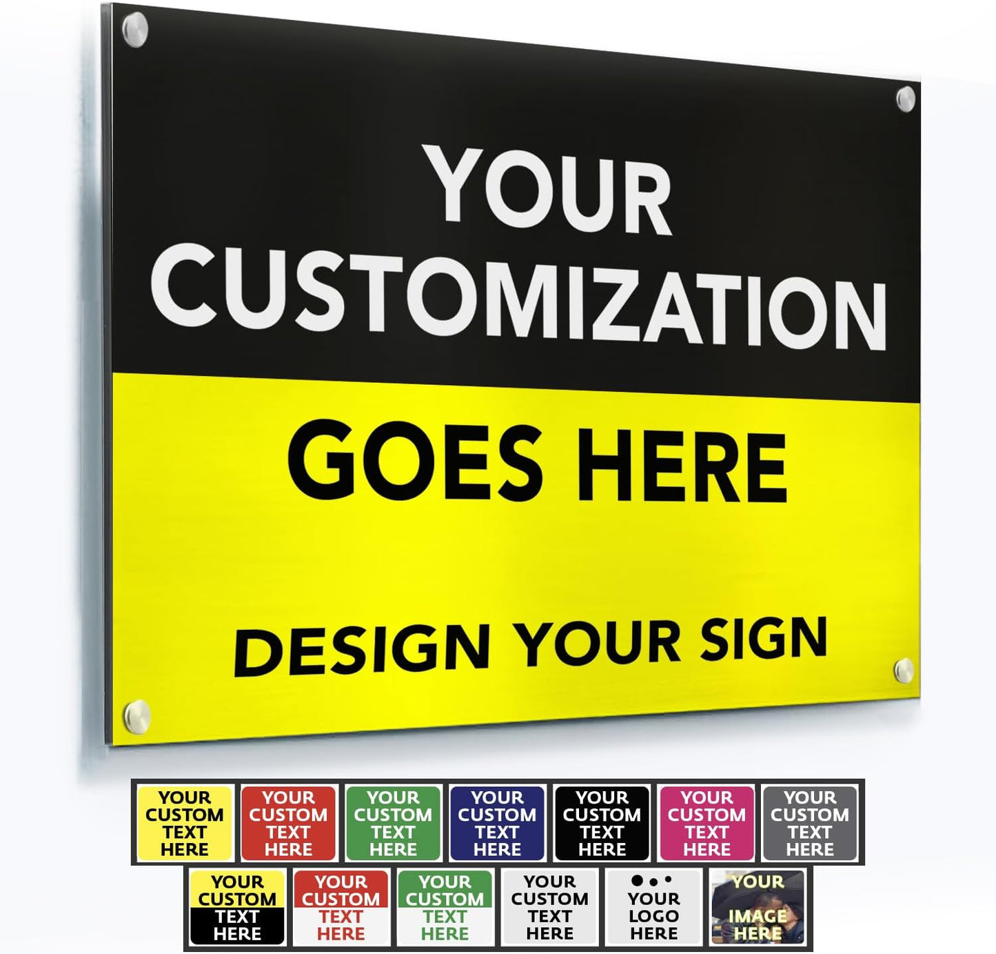SPEEDYOOKS Custom Outdoor Metal Sign, Personalized Aluminum, Customized Safety, Business, Waterproof - White Aluminum (Black & Yellow, 20x20 In)