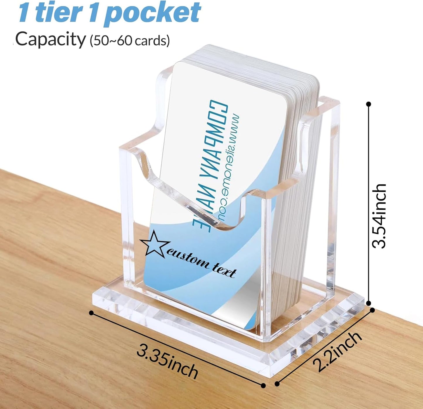 Custom Business Card Holder Desk-Personalized Engraved Wooden Business Card Case Holder, Customized Name Logo Business Card Display Gifts for Men Women (Acrylic-Vertical)