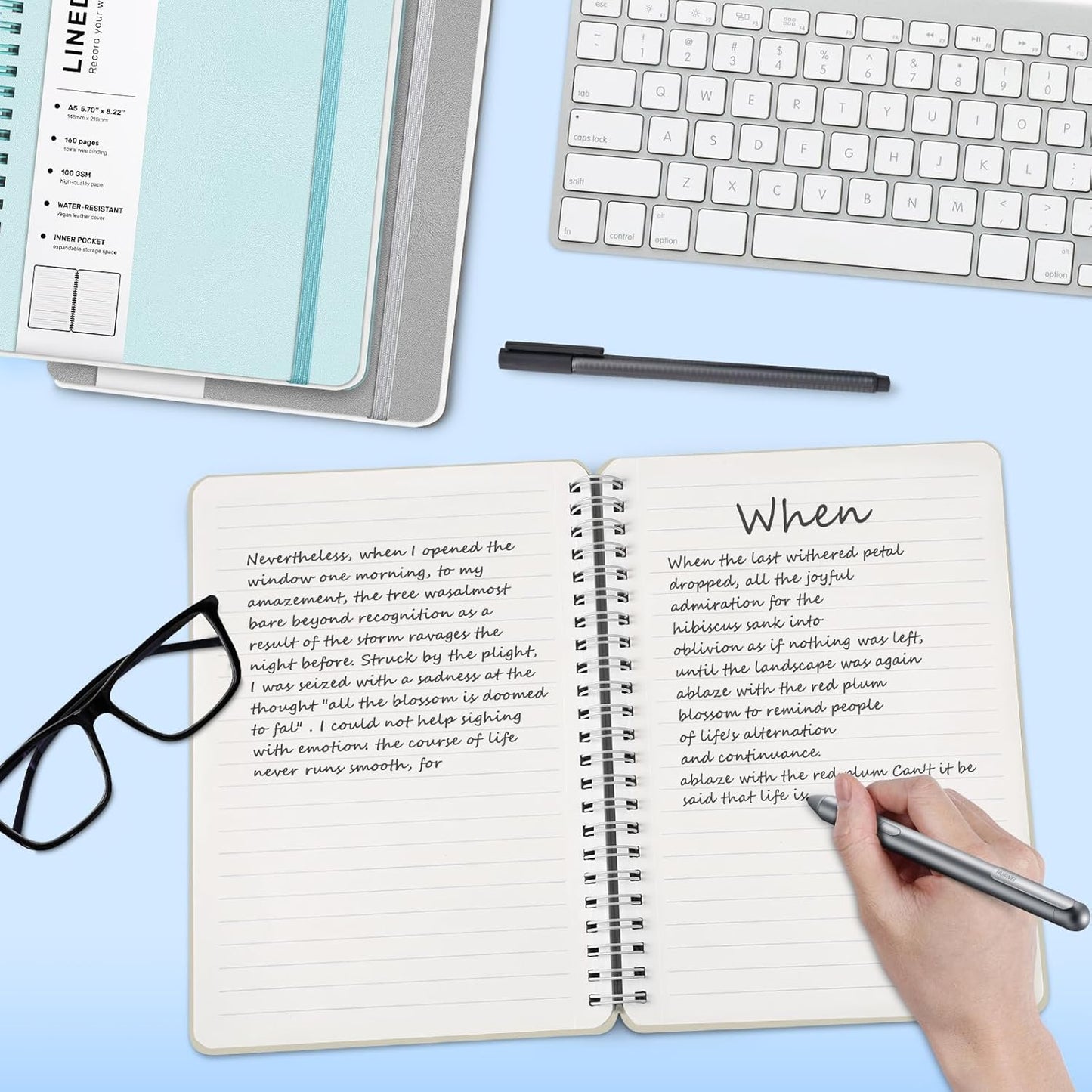 Lined Spiral Journal Notebook, A5 Hardcover Leather Notebook for Work, 5.7''×8.2'', 100GSM Thick Paper Spiral Bound Journaling Notebook for Women Men Office School Note Taking Business, Morandi Cream