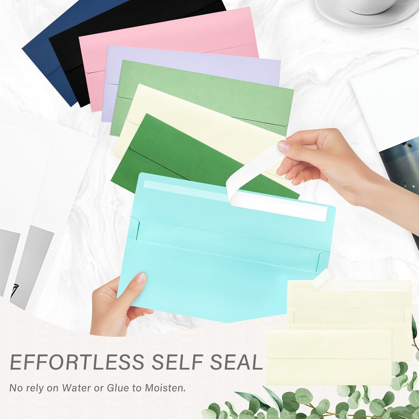 50 Pack #10 Business Envelopes, Self Seal Standard Ivory Envelopes for Secure Business & Legal Mailing, Office, Checks, Letter, Invoices, 4 1/8 x 9 1/2 Inches