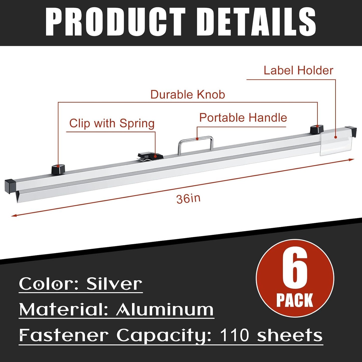 Estune Blueprint Hanging Clamps Binding Strips Storage for Construction Paper Poster Plans Drawings Arts (12, 36 Inches)