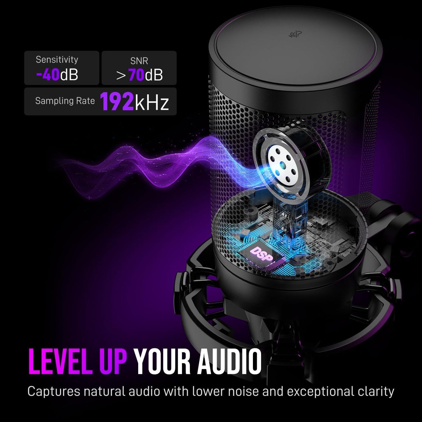 FIFINE Gaming USB Microphone for PC PS5, Condenser Mic with Quick Mute, RGB Indicator, Tripod Stand, Pop Filter, Shock Mount, Gain Control for Streaming Discord Twitch Podcasts Videos- AmpliGame