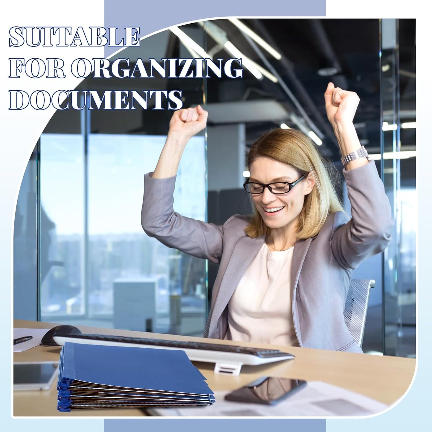 36 Pcs Classification Folders Letter Size, 3 Divider Pressboard File Folder with Fasteners, Expanding File Organizer Bulk for Teachers, Clergy, Office, Church, Christmas Donations (Dark Blue)