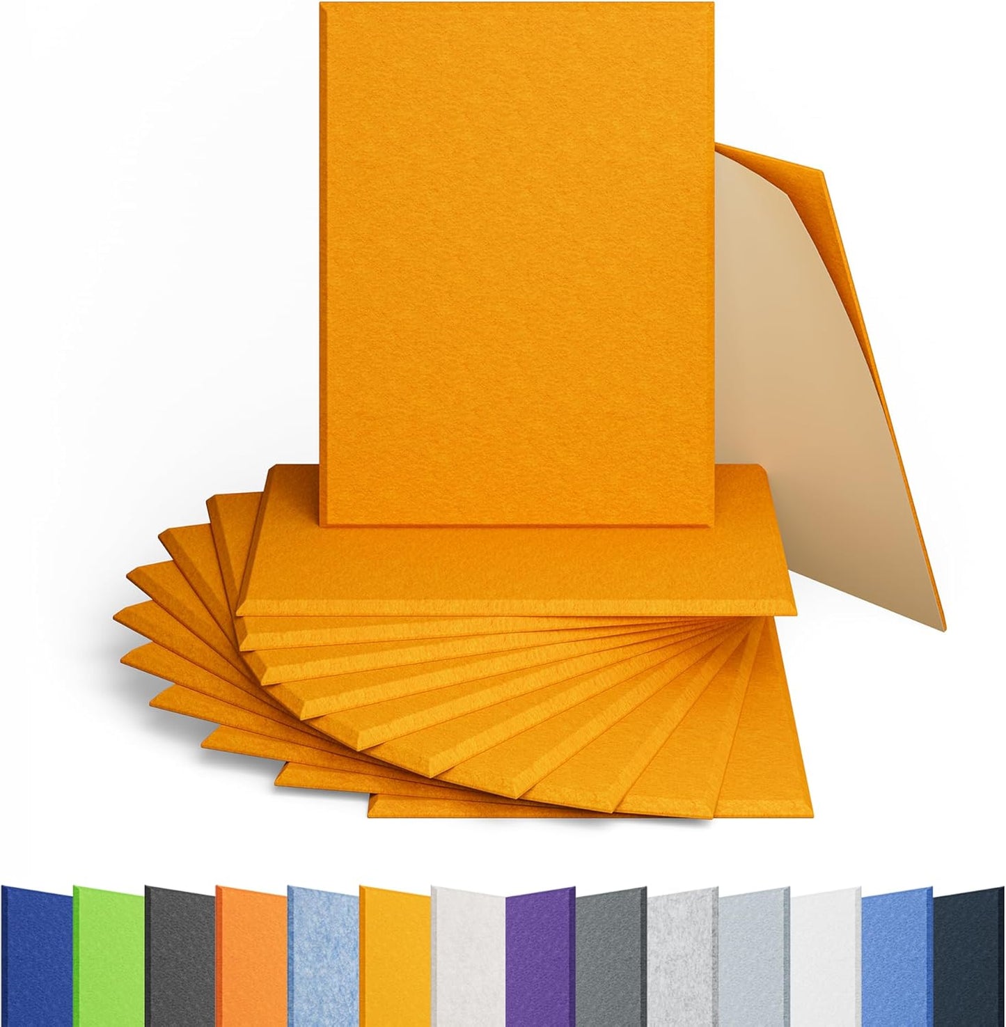 12 Pack Acoustic Panels Self Adhesive Sound Proof Foam, High Density Sound Acoustic Panel, 16X12X0.4 Inch 4:3 Rectangle Panels in Home, Office, Reccording Room, Studio,and more(Orange)
