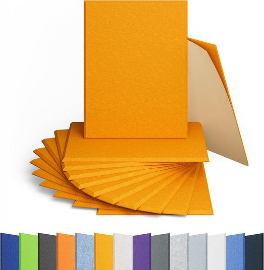 12 Pack Acoustic Panels Self Adhesive Sound Proof Foam, High Density Sound Acoustic Panel, 16X12X0.4 Inch 4:3 Rectangle Panels in Home, Office, Reccording Room, Studio,and more(Orange)