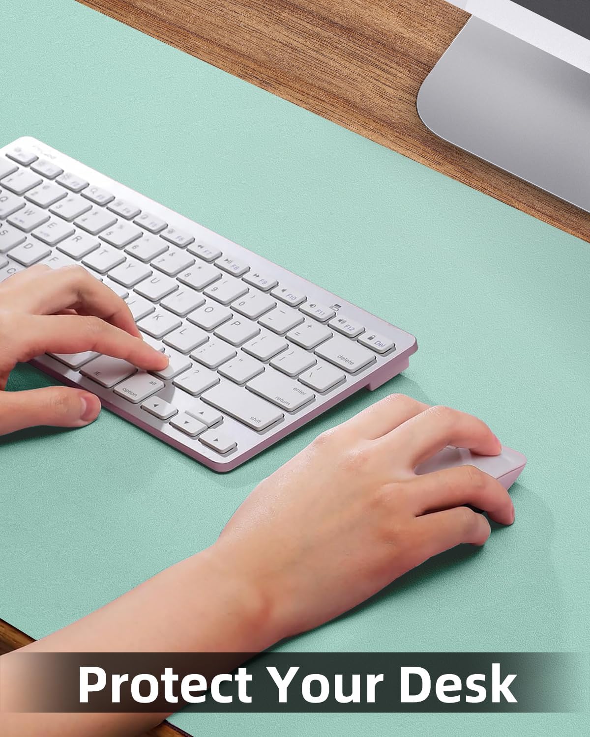 Non-Slip Desk mat,PULeather Desk Pad Protector, Office Desk Mat, Large Mouse Pad,Desk Blotter, Laptop Desk Pad, Waterproof Desk Writing Pad for Office and Home (Turquiose, 35.4" x 17")