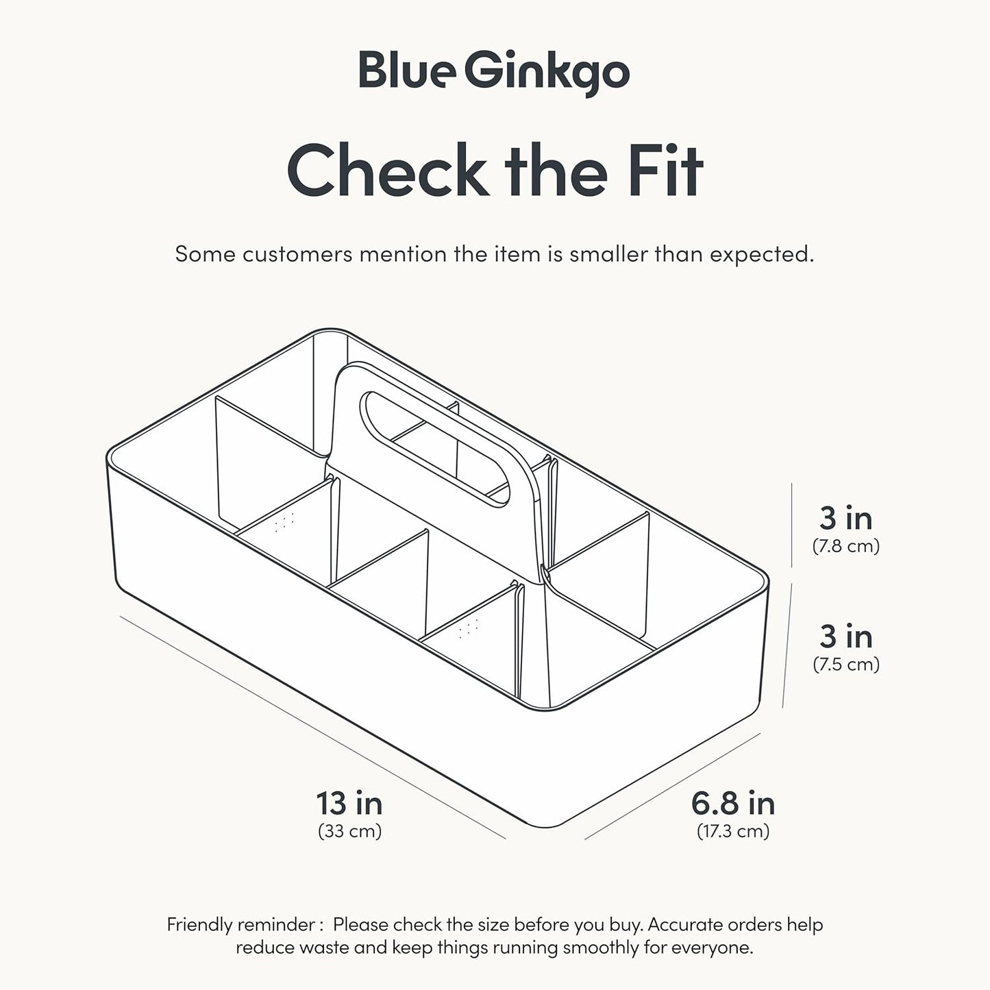 BLUE GINKGO Stackable Organizer Caddy – Korean-Made Portable Tote for Bathroom, Office, Crafts, or School Supplies (Long Rectangle, White)