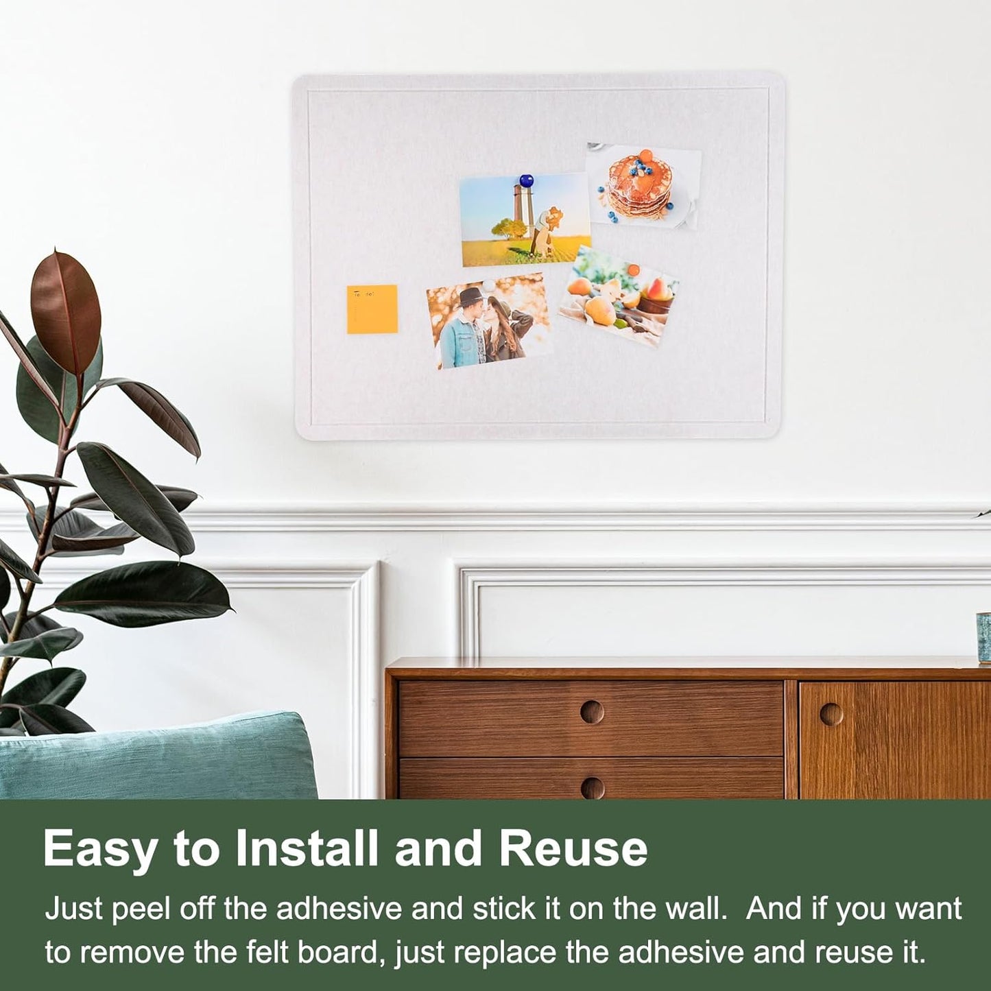 YOKIVE Felt Bulletin Board, 35 x 17.5 -Inch Foldable Decorative Pin Board Self Adhesive Felt Cork Board with 20 Pushpins, Great for Wall, Photo Display, Paste Note, Schedule(Beige Brown)