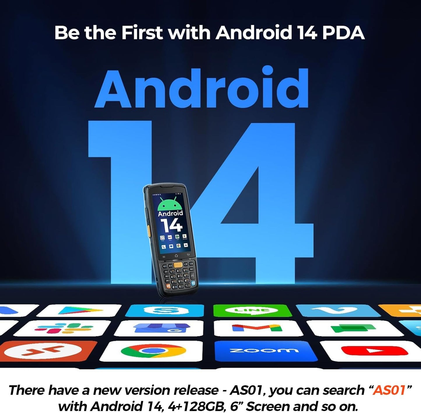 MUNBYN Android Barcode Scanner MC005, Android 14, 4GB+64GB PDA Handheld, Equipped with Honeywell HS7 1D & 2D Bar Code Scan Engine, 4-inch Touchscreen, 5000mAh Mobile Scanner for Inventory Warehouse