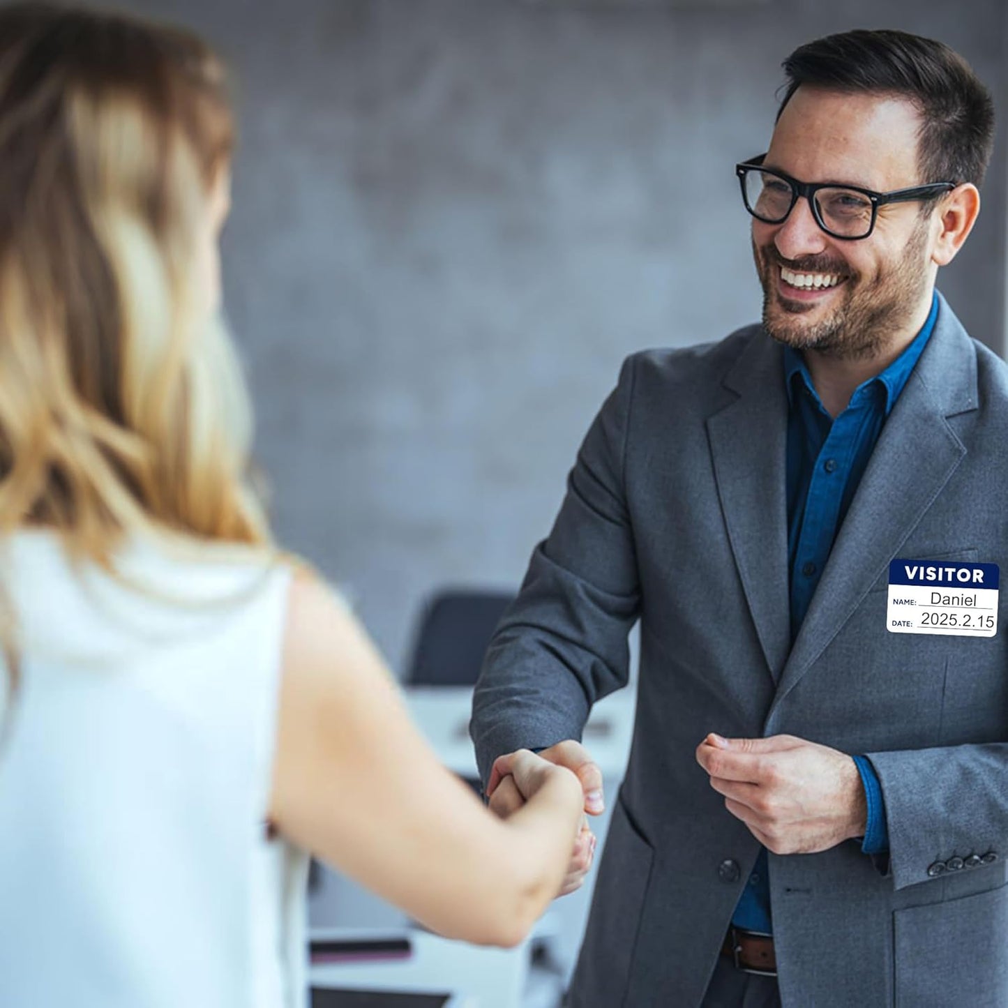 Visitor Pass Stickers – 300 Writable Name Tag Labels, 2 x 3 Inch, Self-Adhesive Identification Badges for Office, School, Events (300Pcs-Blue)