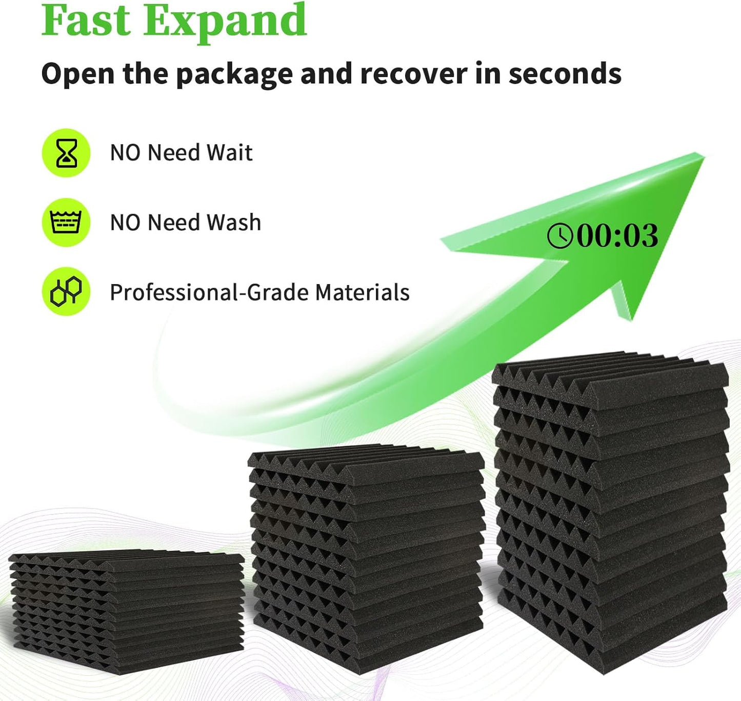 54 Pack Sound Proof Foam Panels for Walls, Thickened 2x12x12 Inches Wedges Acoustic Panels Sound Absorbing, High Density Pyramid Noise Reduction Panels