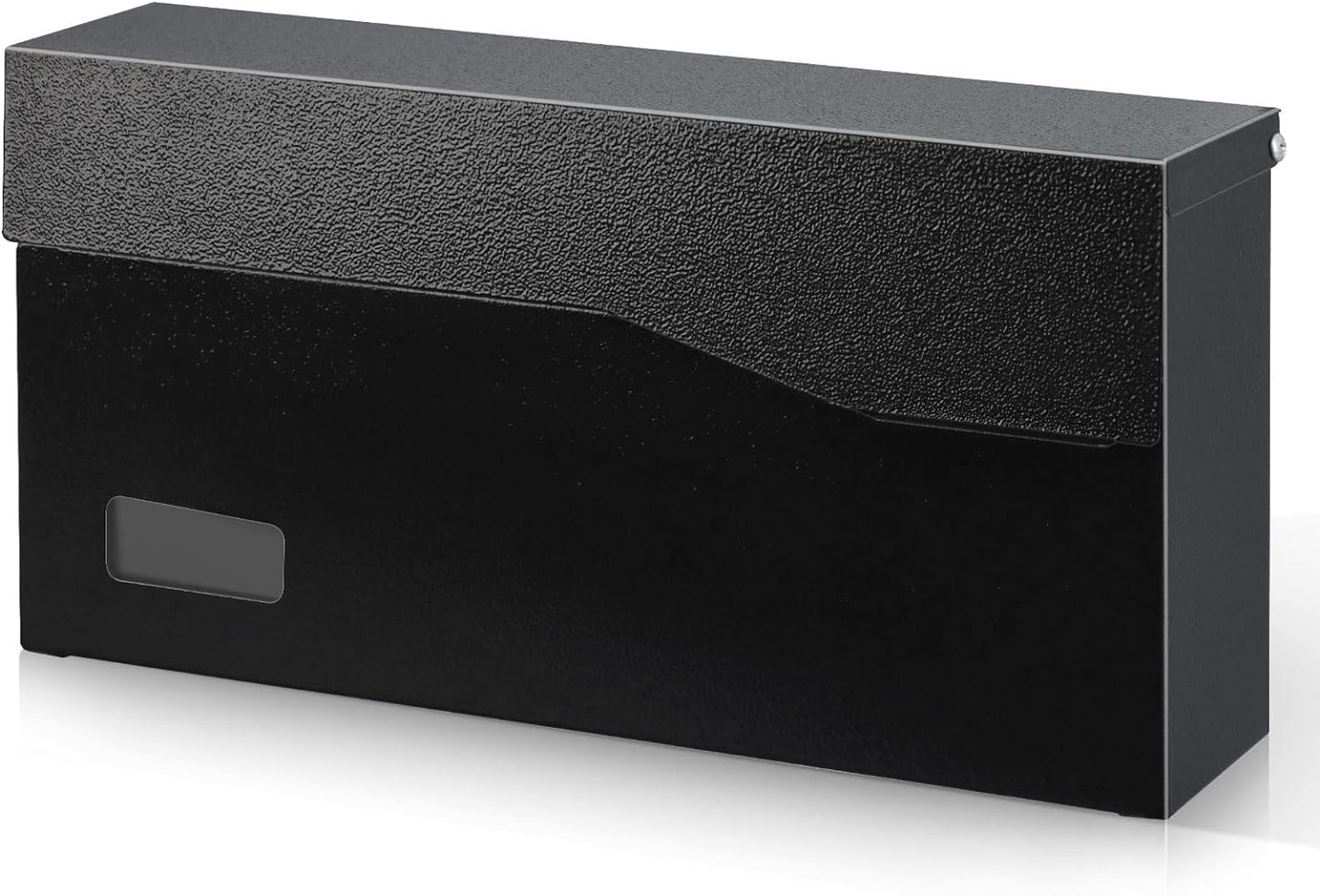 xydled Mailbox with Key Lock, Locking Wall Mount Mail Boxes for Outside, Steel Hanging Metal Mailbox, Modern Post Box, Black, 14.57''x7.09''x3.4''