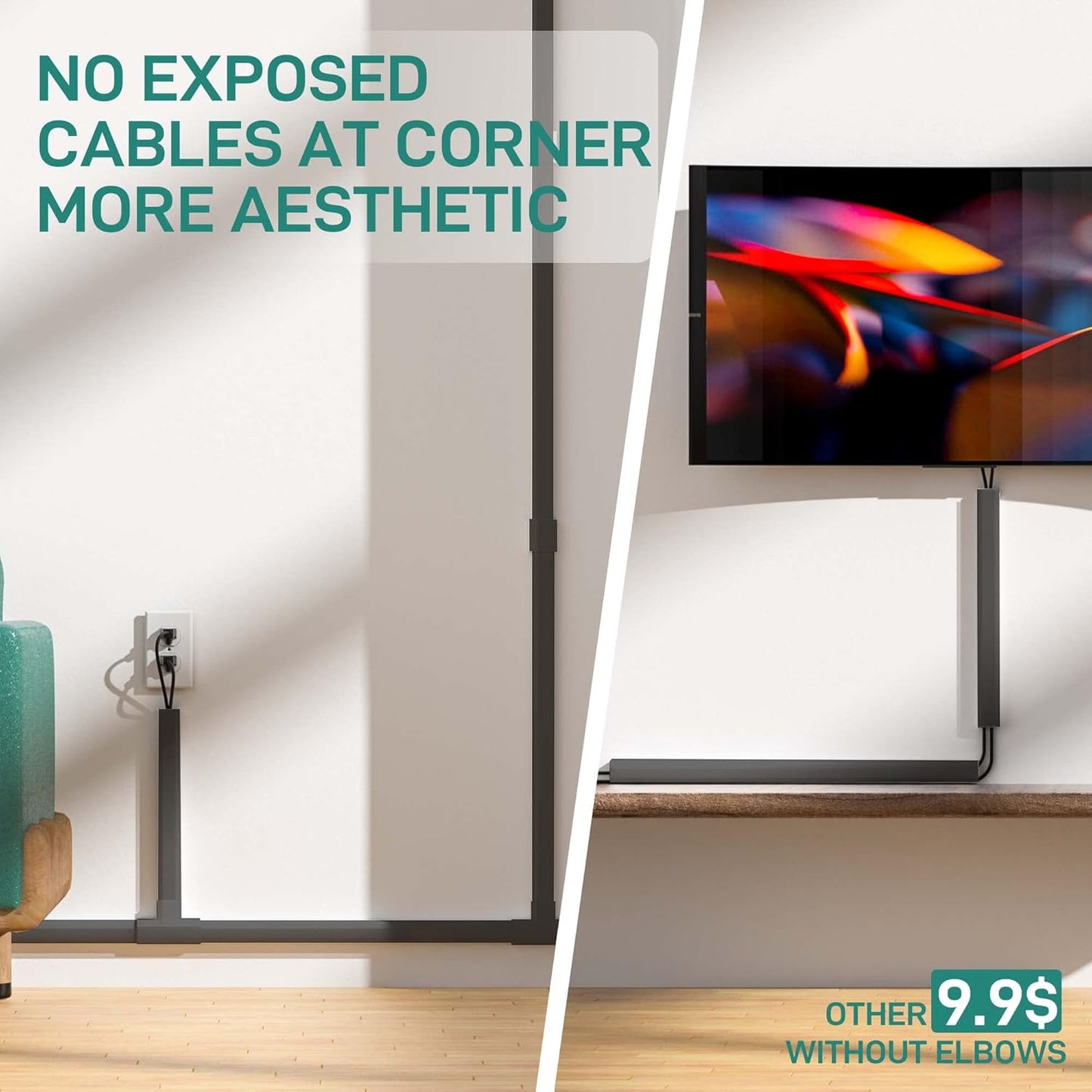 Delamu Black Cord Hider, 94.5in Cord Covers for 3-4 Wires on Wall, Large Cable Hider, Premium Wire Hider Wire Covers for Cords on Wall, Easy Snap-on Cable Raceway Cable Management, W1.18 H0.67in