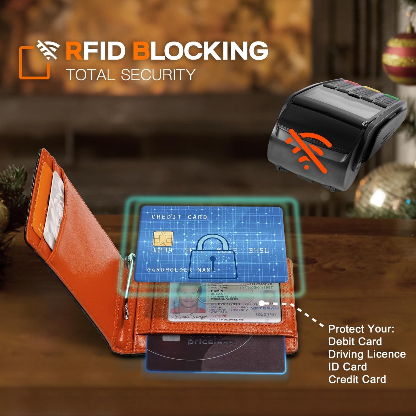 Slim Wallet for Men Genuine Leather RFID Blocking Bifold Minimalist Front Pocket Mens Wallet with Money Clip Thin Gift Box