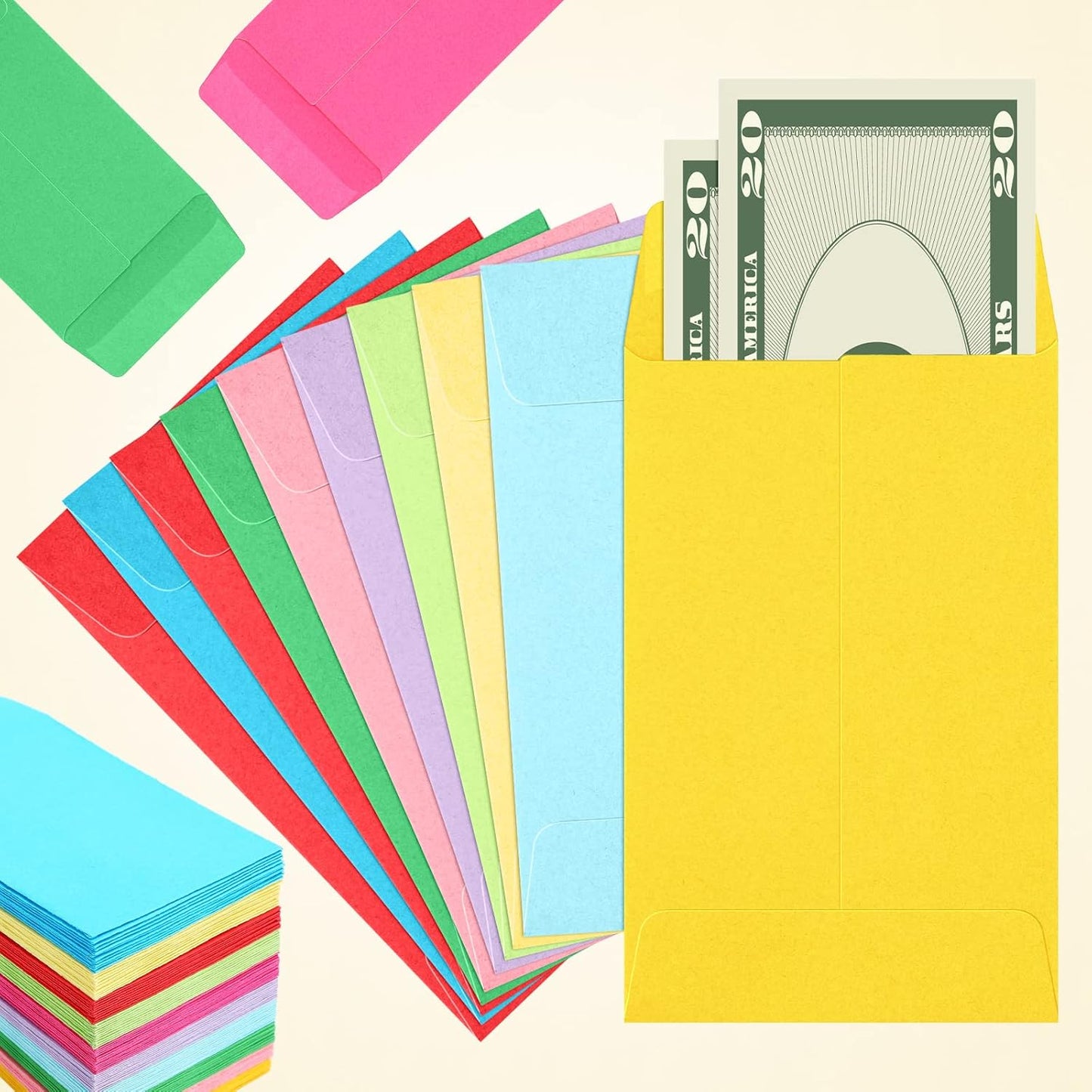 1000 Pcs 2.25 x 3.5 Inch Coin Envelopes Bulk Seed Packets Envelopes Small Self Adhesive for Money Cash Key Storage Home Office Supplies(Multicolor)