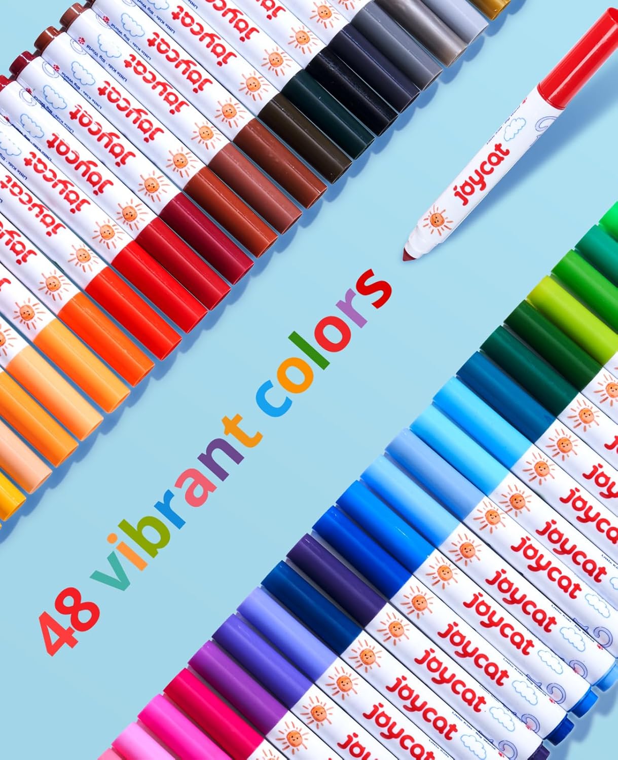 JoyCat 48 Count Washable Markers for Kids, 48 Colors Washable Markers Set with Carrying and Storage Case, Coloring Marker Bulk for Boys Girls, School Classroom Supplies